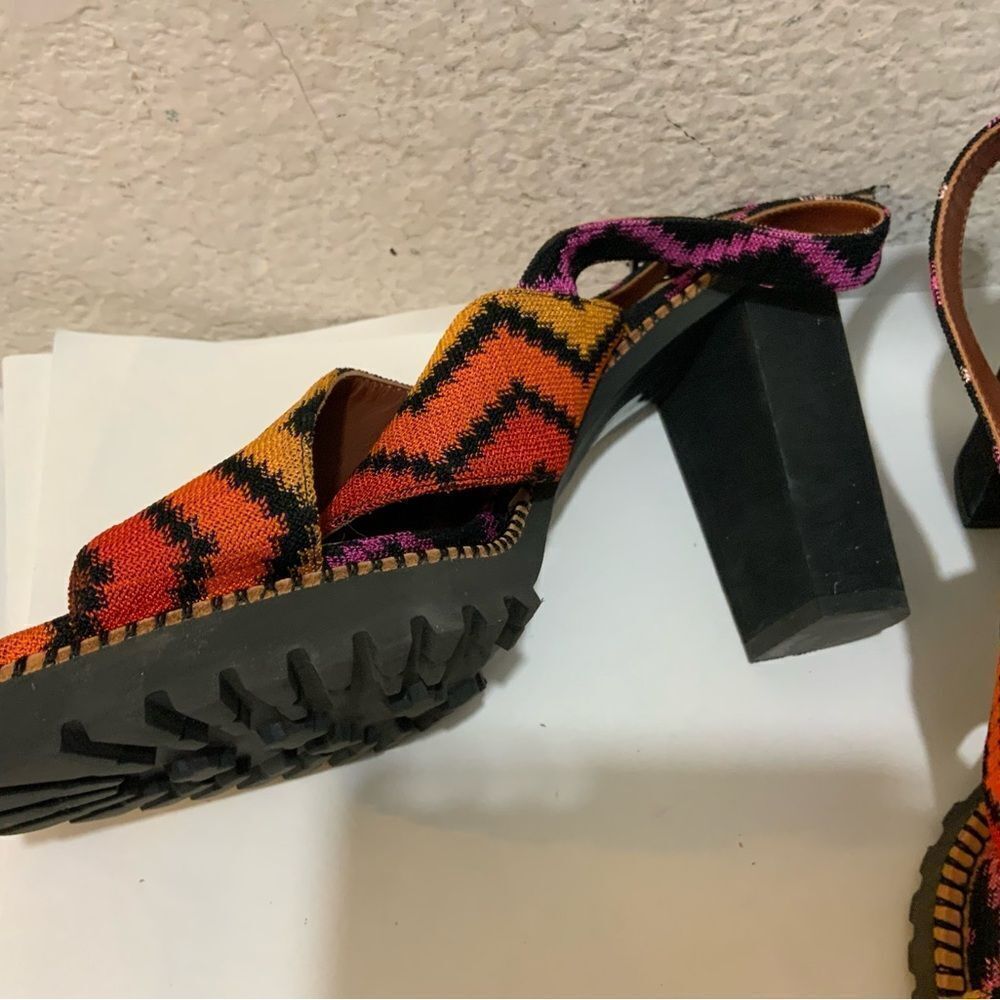 Missoni Multicolor Fabric Zig Zag Ankle Strap Sandals Size 40/ 9.5 Italy - Picture 8 of 14